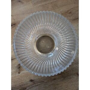 9-In Vintage Crystal Ribbed Bowl‎ With Silver Accent